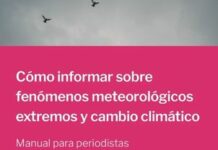 ‘Cómo informar sobre fenómenos meteorológicos extremos y cambio climático. Manual para periodistas’ Portada libro Como informar sobre eventos meteorológicos extremos y cambio climático
