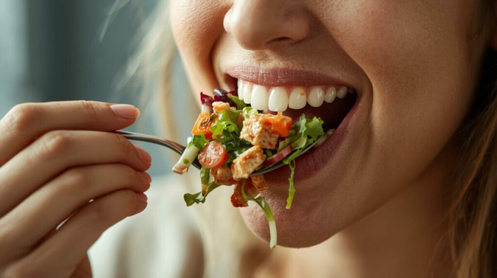 Imatge d'una noia menjant. .